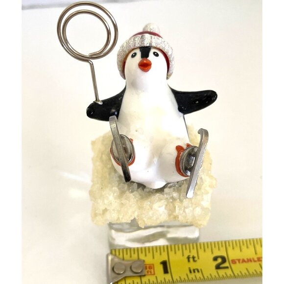 Penguin Skater Christmas Card Photo Memo Holder Santa Hat Snow Ice Cube Iceberg - Picture 6 of 7